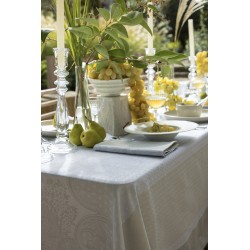 Petit carré déco jacquard coton Promenade Impériale Nacre, Le Jacquard Français