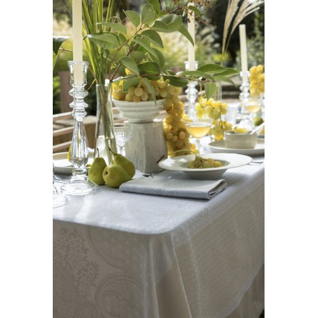 Petit carré déco jacquard coton Promenade Impériale Nacre, Le Jacquard Français