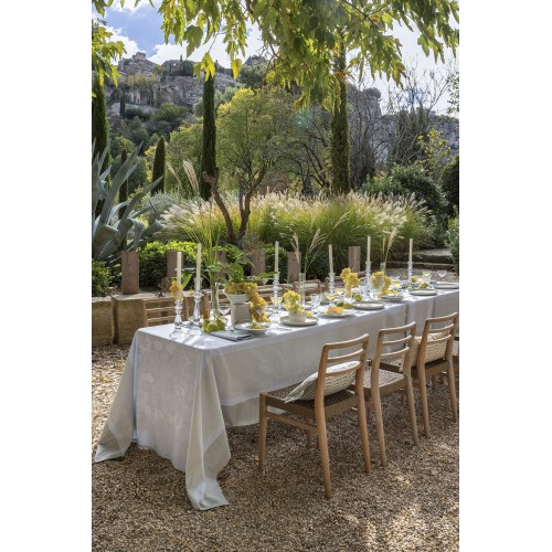 Nappe enduite sur mesure Promenade Impériale Nacre, Laize 180cm, Le Jacquard Français