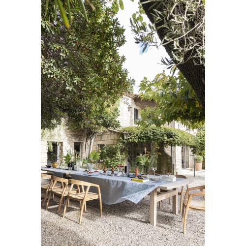Nappe sur mesure Tivoli Pastel jacquard pur lin laize 245cm, Le Jacquard Français