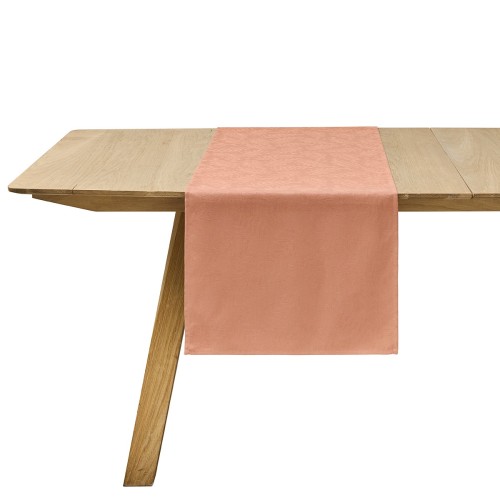 Chemin de table jacquard coton Végétal Mood Papaye, Le Jacquard Français