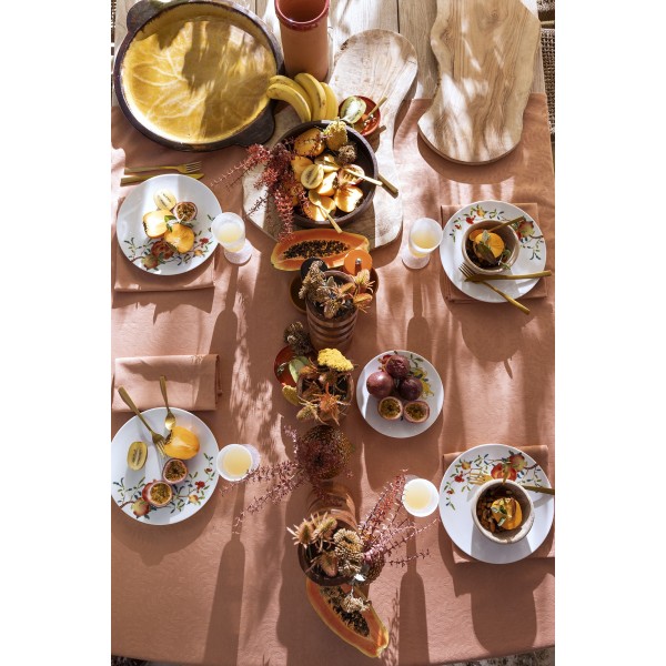 Nappe enduite sur mesure Végétal Mood Papaye, laize 180cm, Le Jacquard Français