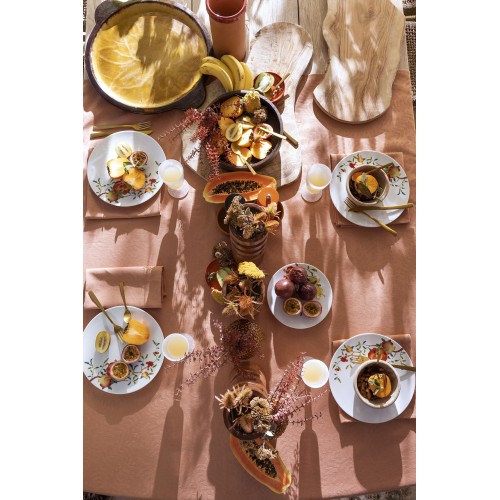 Nappe enduite sur mesure Végétal Mood Papaye, laize 180cm, Le Jacquard Français