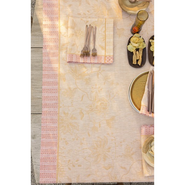 Nappe pur lin Eté indien Abricot, Le Jacquard Français 