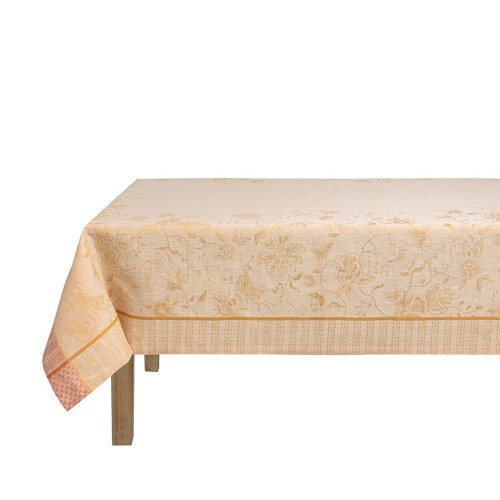 Petit Carré déco pur lin Eté indien Abricot, Le Jacquard Français