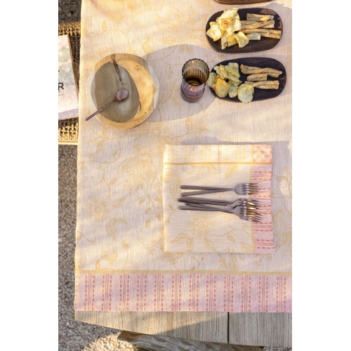 Serviettes de table pur lin Eté indien Abricot, Le Jacquard Français 