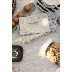 Serviettes de table pur lin Eté indien Noix, Le Jacquard Français 
