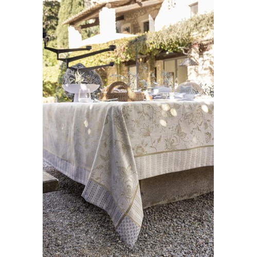 Nappe pur lin Eté indien Noix, Le Jacquard Français 