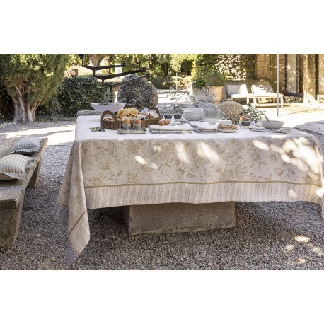 Nappe pur lin Eté indien Noix, Le Jacquard Français