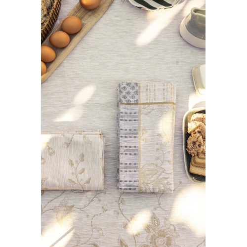 Serviettes de table pur lin Eté indien Noix, Le Jacquard Français