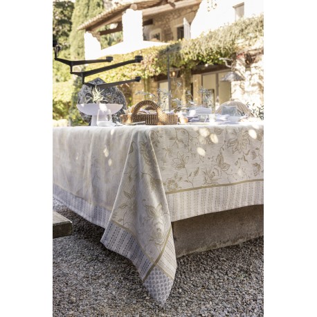 Petit Carré déco pur lin Eté indien Noix, Le Jacquard Français