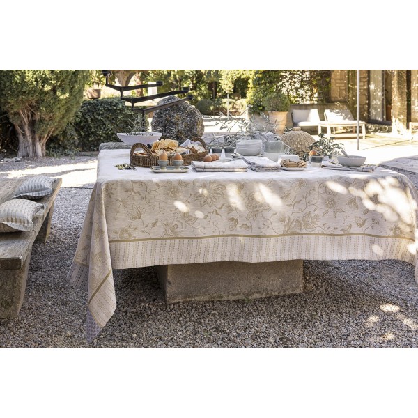 Petit Carré déco pur lin Eté indien Noix, Le Jacquard Français