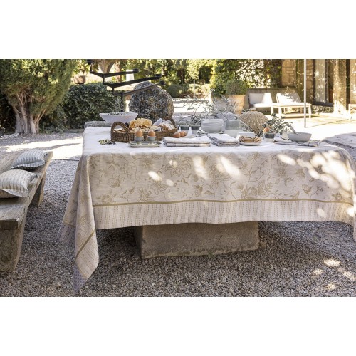 Petit Carré déco pur lin Eté indien Noix, Le Jacquard Français
