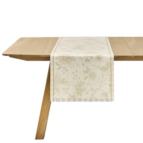 Chemin de table pur lin Eté indien Noix, Le Jacquard Français