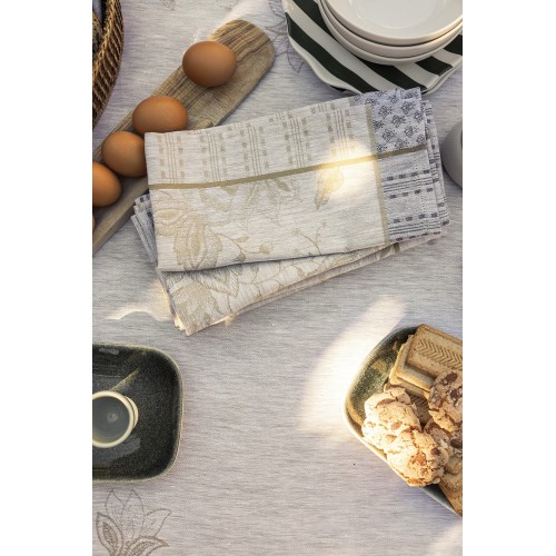 Serviettes de table pur lin Eté indien Noix, Le Jacquard Français 
