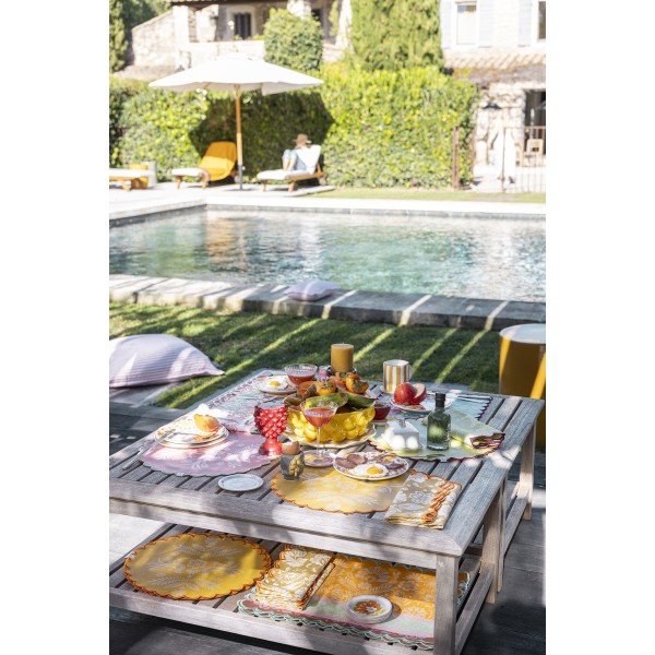 Sets de table enduits ronds 38cm Alegria Lagoon, Le Jacquard Français 