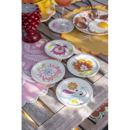 Ensemble de 4 Dessous-de-verres en bois de bouleau diamètre 11cm Alegria Multico, Le Jacquard Français