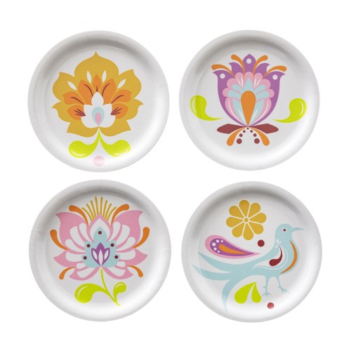 Ensemble de 4 Dessous-de-verres en bois de bouleau diamètre 11cm Alegria Multico, Le Jacquard Français