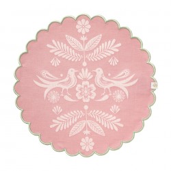 Sets de table enduits ronds 38cm Alegria Sorbet, Le Jacquard Français