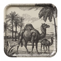 Plateau de service en bois 100% bouleau Dune Dromadaire Argile 38x38, Le Jacquard Français