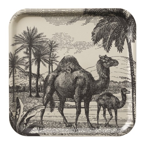Plateau de service en bois 100% bouleau Dune Dromadaire Argile 38x38, Le Jacquard Français