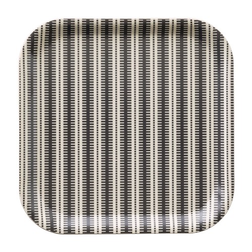 Plateau de service en bois 100% bouleau Dune Rayures Argile 20x20, Le Jacquard Français