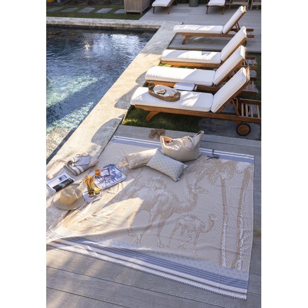 Drap de plage nid d'abeilles Dune Argan 200x200cm, Le Jacquard Français