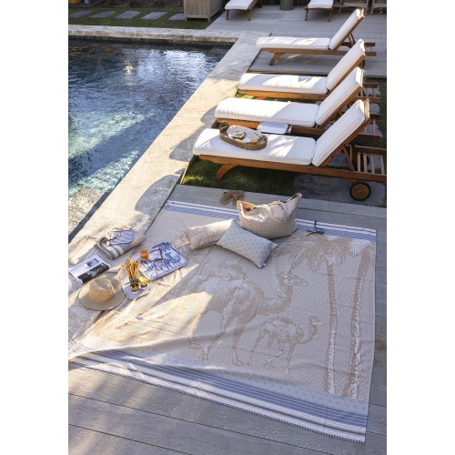 Drap de plage nid d'abeilles Dune Argan 200x200cm, Le Jacquard Français
