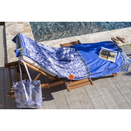 Drap de plage nid d'abeilles Palmeraie Mirage 100x200cm, Le Jacquard Français