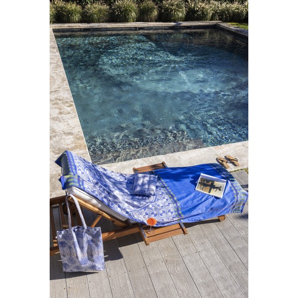 Drap de plage nid d'abeilles Palmeraie Mirage 100x200cm, Le Jacquard Français
