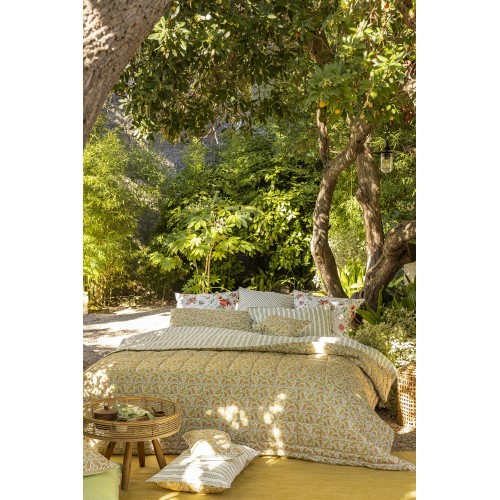 Couvre lit matelassé réversible percale de coton Eté indien Mandala, Le Jacquard Français