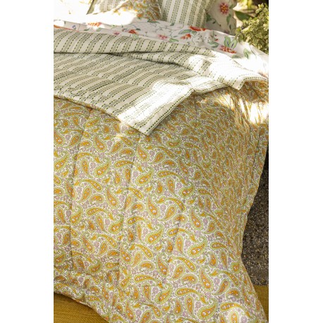 Couvre lit matelassé réversible percale de coton Eté indien Mandala, Le Jacquard Français