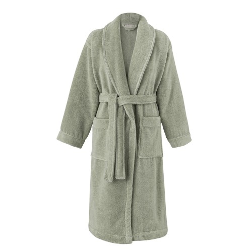 Peignoir de bain mixte Caresse Tilleul 100% coton, Le Jacquard Français