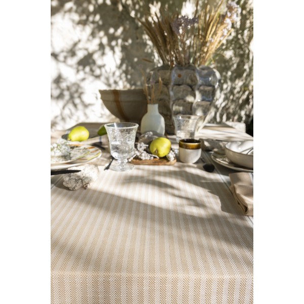 Nappe coton et lin Dune Argan, Le Jacquard Français