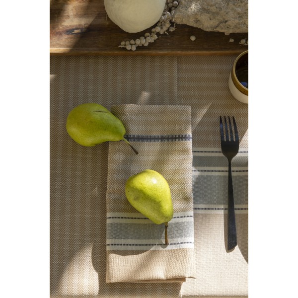 Serviettes de table coton et lin Dune Argan, Le Jacquard Français