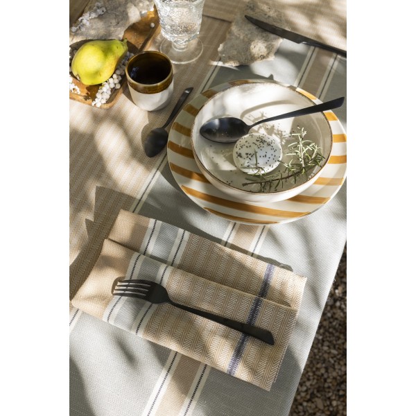 Serviettes de table coton et lin Dune Argan, Le Jacquard Français