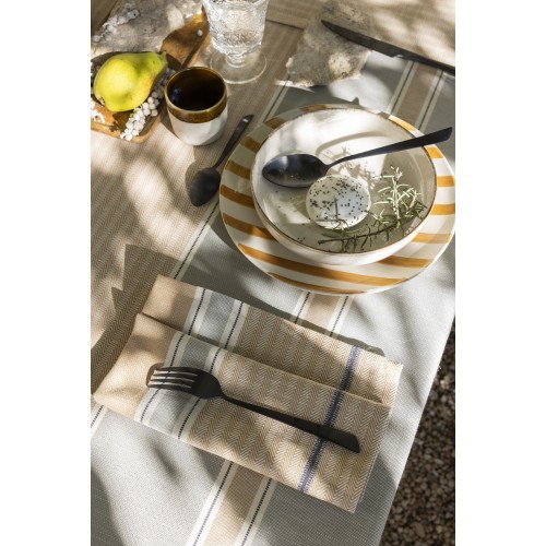 Serviettes de table coton et lin Dune Argan, Le Jacquard Français