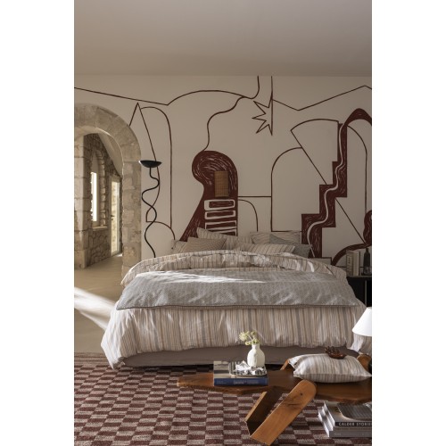 Housse de Courtepointe coton Dune Argan, le Jacquard Français