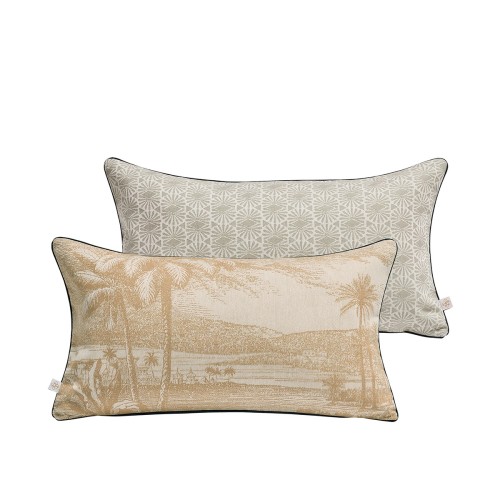 Housse de coussin rectangle coton Dune Argan, le Jacquard Français