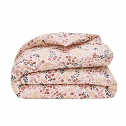 Housse de Courtepointe coton/lin Campagne Rose, Le Jacquard Français