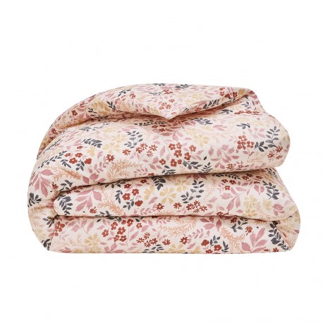 Housse de Courtepointe coton/lin Campagne Rose, Le Jacquard Français