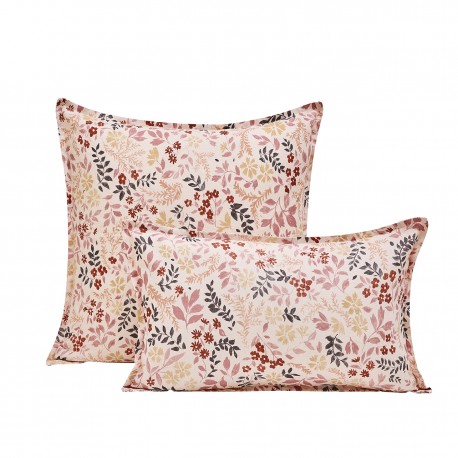 Housses de coussin imprimées coton/lin Campagne Rose, Le Jacquard Français