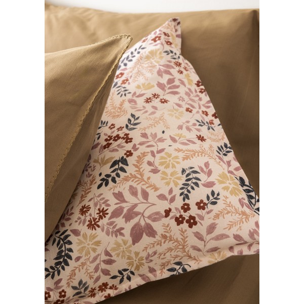 Housses de coussin et courtepointe imprimées coton/lin Campagne Rose, Le Jacquard Français