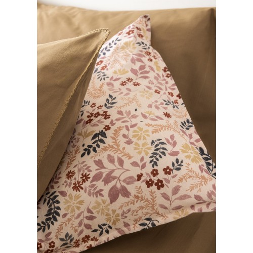 Housses de coussin et courtepointe imprimées coton/lin Campagne Rose, Le Jacquard Français