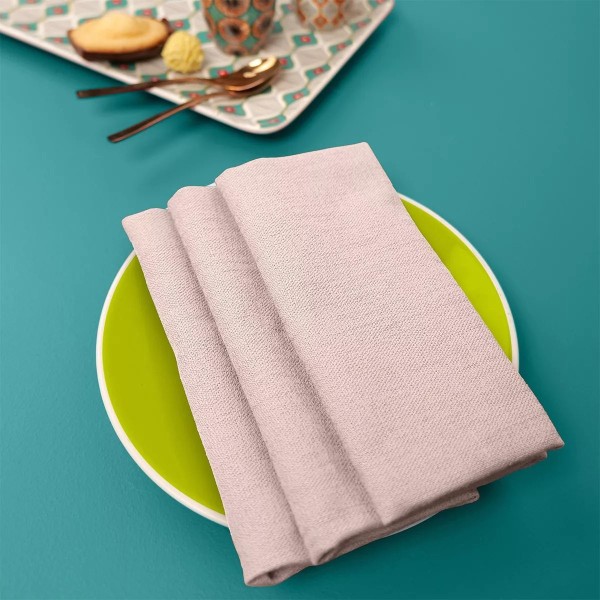 Serviettes de table motif jacquard Bastide Rose poudre, Garnier-Thiébaut
