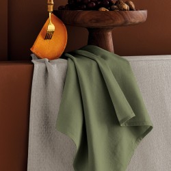 Nappe sur mesure motif jacquard Bastide Kaki laize 180cm, Garnier-Thiébaut