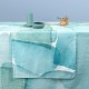 Chemin de table métis lin et coton lavé imprimé Aqua Minéral, Garnier-Thiébaut