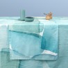 Chemin de table métis lin et coton lavé imprimé Aqua Minéral, Garnier-Thiébaut