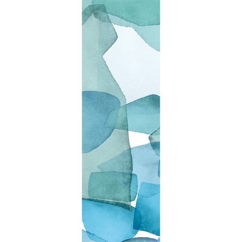 Chemin de table métis lin et coton lavé imprimé Aqua Minéral, Garnier-Thiébaut