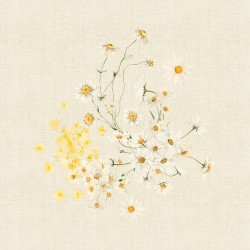 Serviettes de table métis lin et coton lavé imprimé Daisy Chanvre, Garnier-Thiébaut 